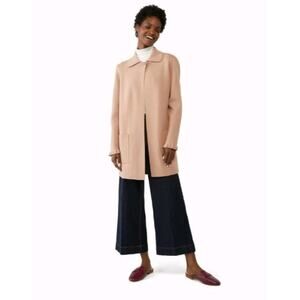 Kate Spade Women’s Ruffle Long Sweater Blazer Taupe Single Button Sise S